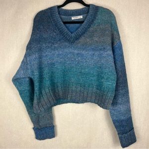 NWOT Arizona Jean Co Blue Gradient Knit Cropped Sweater Women’s Size L